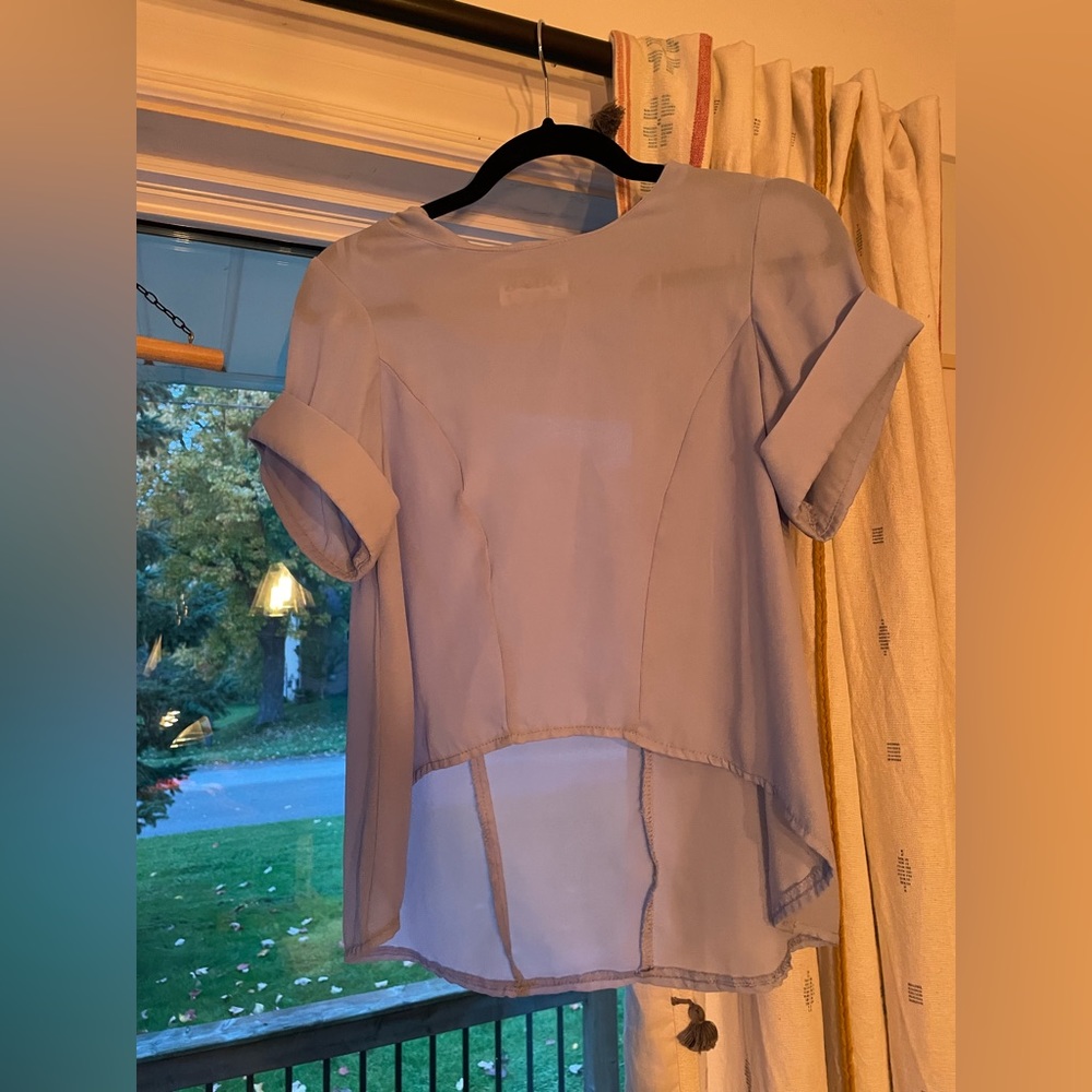 High low light sky blue/periwinkle sank skirt transparent top (xs)